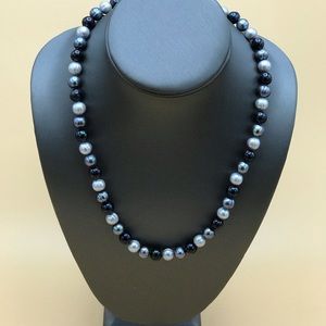 Sterling Silver Gray & Black Pearl Necklace.